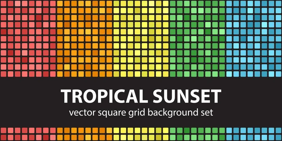 Square pattern set "Tropical Sunset". Vector seamless backgrounds Stock Illustration