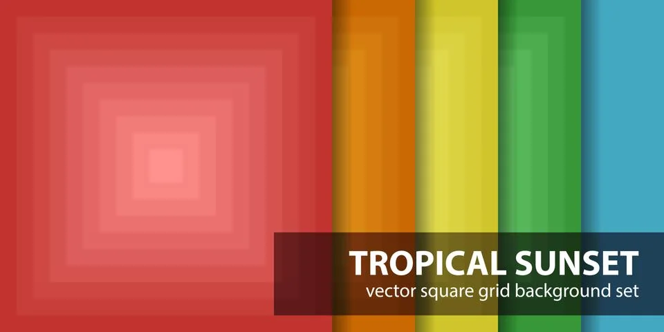 Square pattern set Tropical Sunset Vector seamless tile backgrounds Stock Illustration
