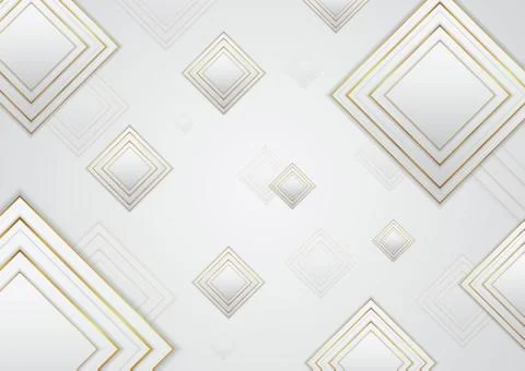 Square pattern shape design abstract white background luxury gold design Stock Illustration