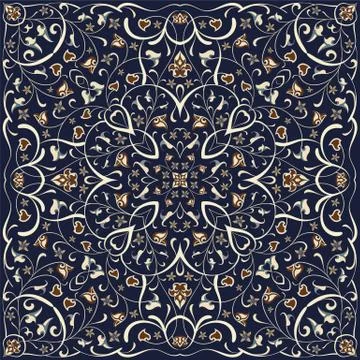 Square pattern for the silk scarf Stock Illustration