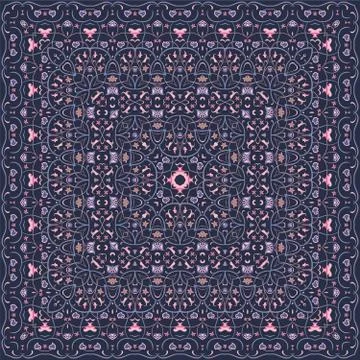 Square pattern for the silk scarf Stock Illustration