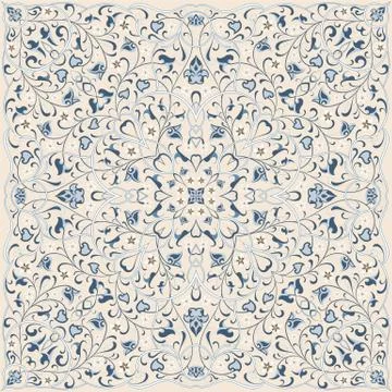 Square pattern for the silk scarf Stock Illustration