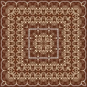 Square pattern for the silk scarf Stock Illustration