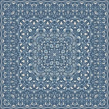 Square pattern for the silk scarf Stock Illustration