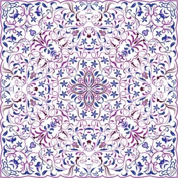 Square pattern for the silk scarf Stock Illustration