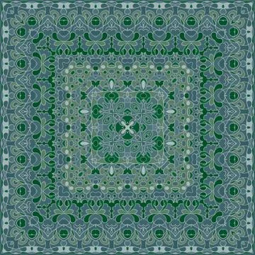 Square pattern for the silk scarf Stock Illustration