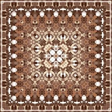 Square pattern for the silk scarf Stock Illustration