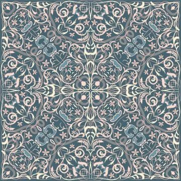 Square pattern for the silk scarf Stock Illustration