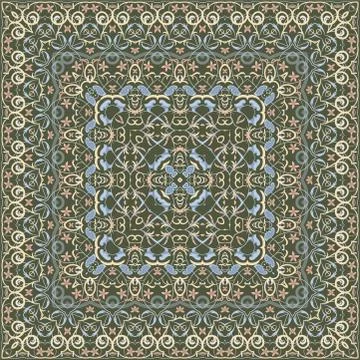 Square pattern for the silk scarf Stock Illustration