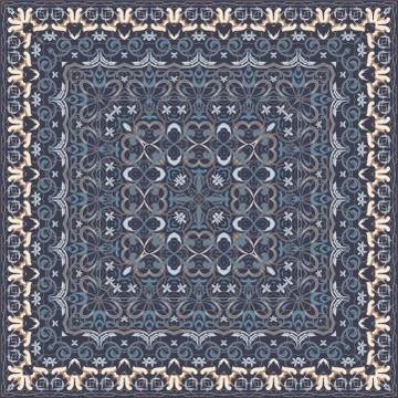 Square pattern for the silk scarf Stock Illustration