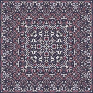 Square pattern for the silk scarf Illustrazione stock
