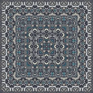 Square pattern for the silk scarf Stock Illustration