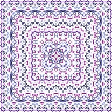 Square pattern for the silk scarf Stock Illustration