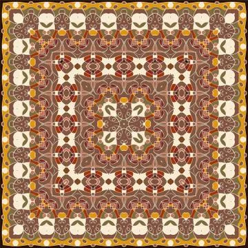 Square pattern for the silk scarf Stock Illustration