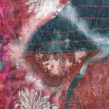 Square pattern on stitched silk batik Stock Photos