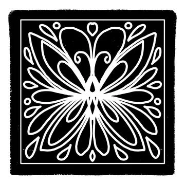 Square with a pattern, tiles. Graphics, linocut, texture. Vector black design 스톡 일러스트