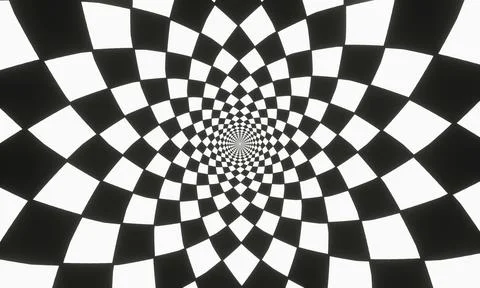 Square pattern, white and black, checkered pattern, twisted until a circle at Stock Illustration
