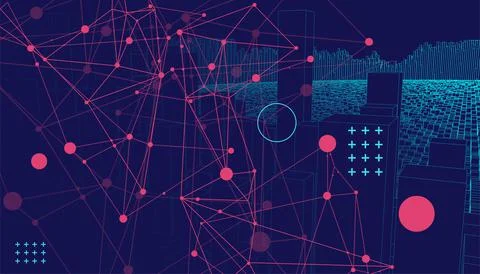 Square pattern. Wireframe background. Futuristic vector illustration. Stock Illustration