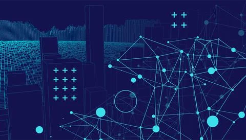 Square pattern. Wireframe background. Futuristic vector illustration. Stock Illustration