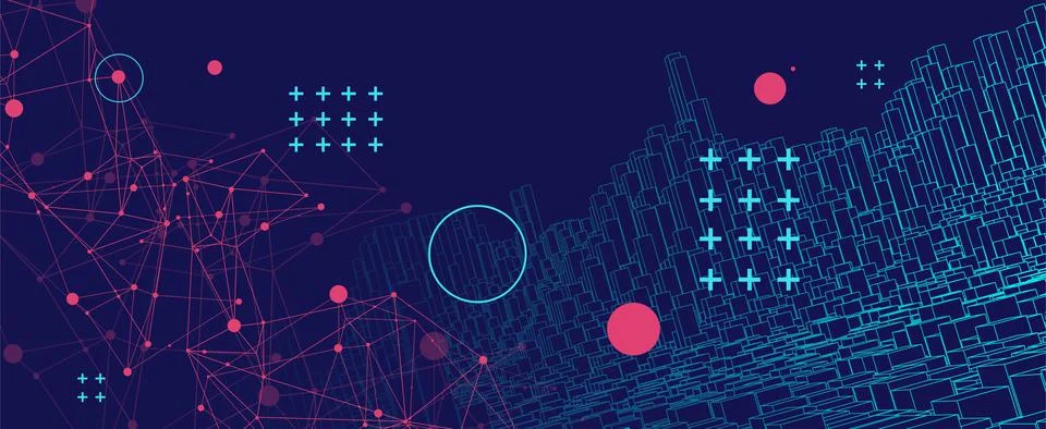 Square pattern. Wireframe background. Futuristic vector illustration. Illustrazione stock