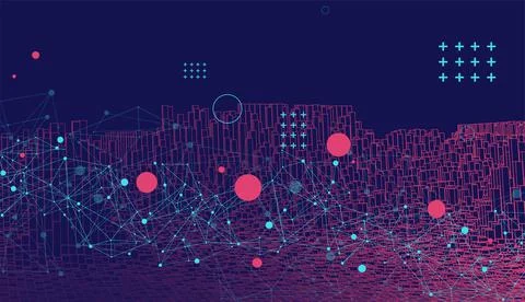 Square pattern. Wireframe background. Futuristic vector illustration. Illustrazione stock