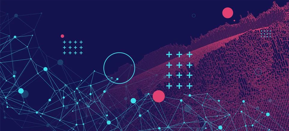 Square pattern. Wireframe background. Futuristic vector illustration. Illustrazione stock