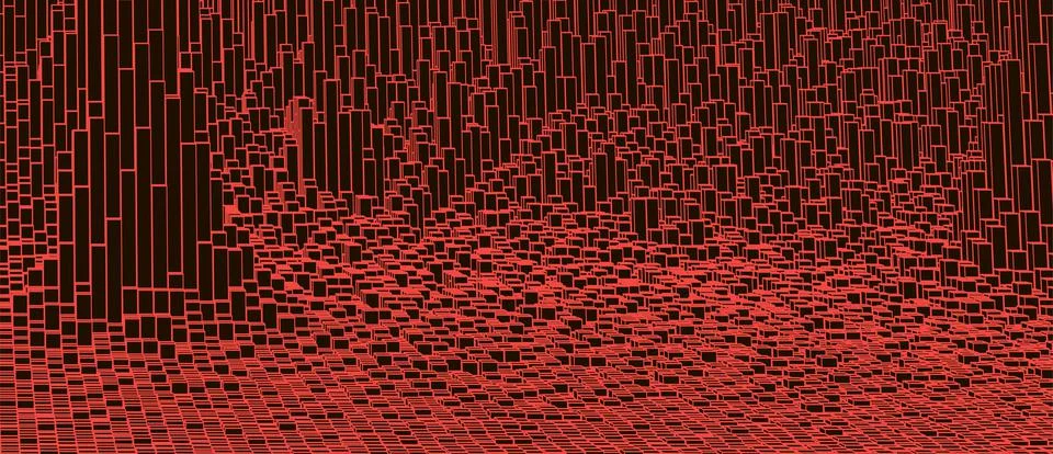 Square pattern. Wireframe landscape background. Futuristic vector illustratio Illustrazione stock