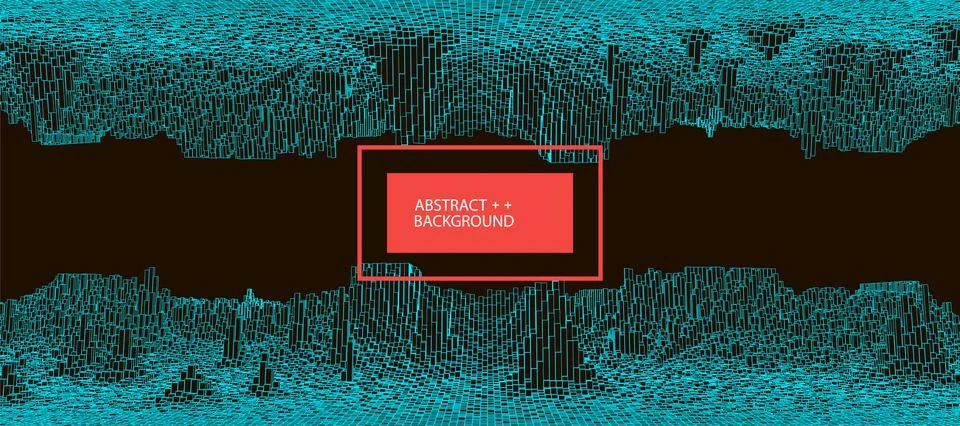 Square pattern. Wireframe landscape background. Futuristic vector illustratio Illustrazione stock