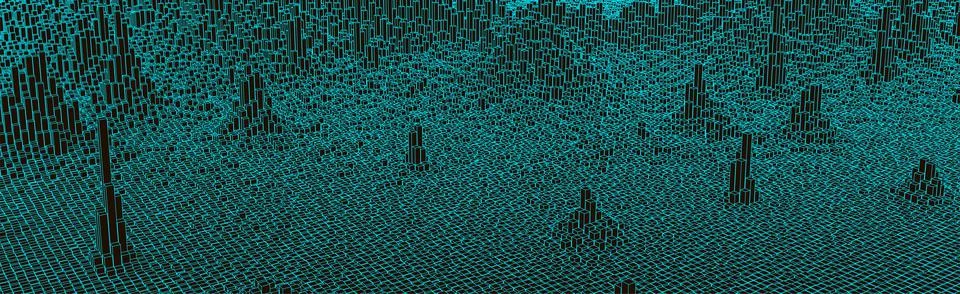 Square pattern. Wireframe landscape background. Futuristic vector illustratio Stock Illustration