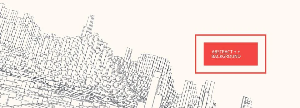 Square pattern. Wireframe landscape background. Futuristic vector illustratio Illustrazione stock