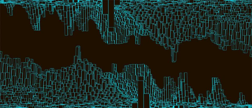 Square pattern. Wireframe landscape background. Futuristic vector illustratio Illustrazione stock