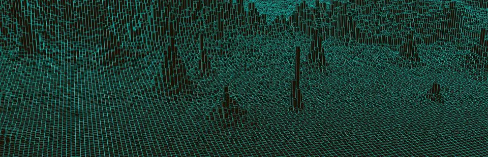 Square pattern. Wireframe landscape background. Futuristic vector illustratio イラスト素材