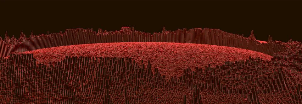 Square pattern. Wireframe landscape background. Futuristic vector illustratio Illustrazione stock