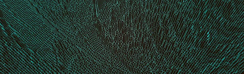 Square pattern. Wireframe landscape background. Futuristic vector illustratio 스톡 일러스트