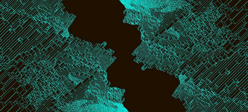 Square pattern. Wireframe landscape background. Futuristic vector illustratio Illustrazione stock