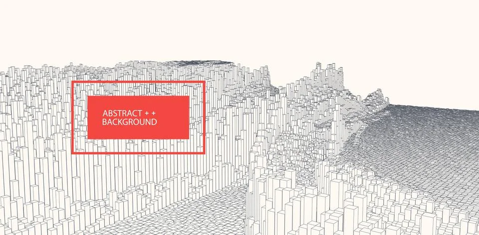 Square pattern. Wireframe landscape background. Futuristic vector illustratio Stock Illustration