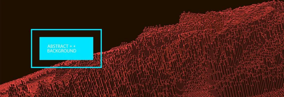 Square pattern. Wireframe landscape background. Futuristic vector illustratio Illustrazione stock