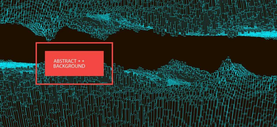 Square pattern. Wireframe landscape background. Futuristic vector illustratio Illustrazione stock