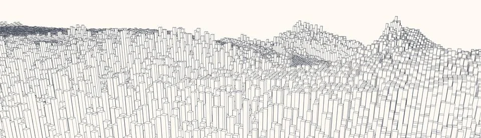 Square pattern. Wireframe landscape background. Futuristic vector illustratio Illustrazione stock