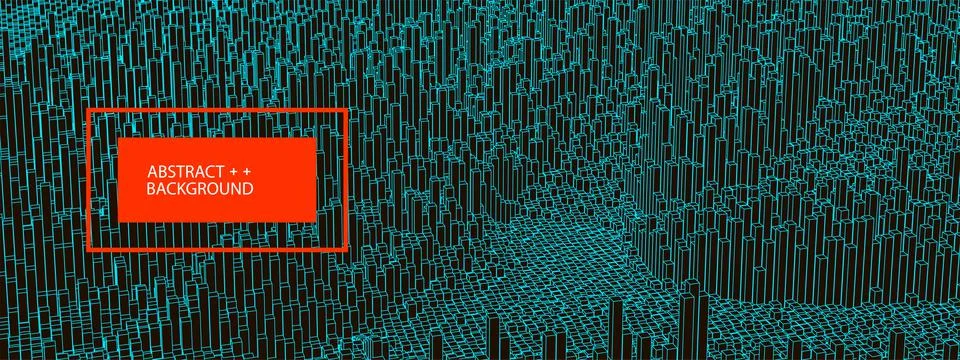 Square pattern. Wireframe landscape background. Futuristic vector illustratio Illustrazione stock
