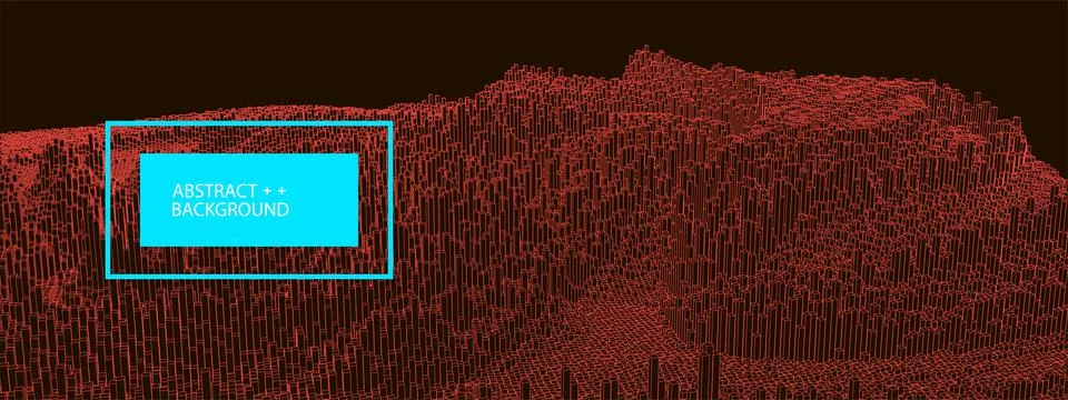 Square pattern. Wireframe landscape background. Futuristic vector illustratio Illustrazione stock