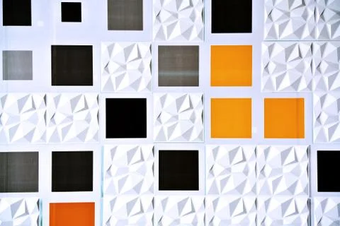 Square Patterned Design with 3D  Texture Wall 库存照片
