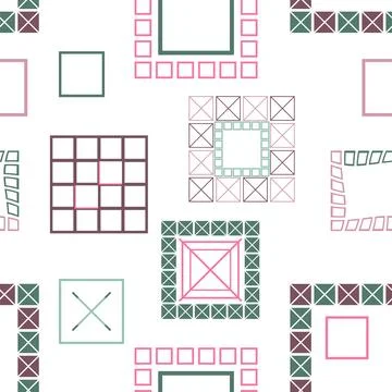 Square patterns. Geometric squares. Bright seamless pattern. Design of fabric 스톡 일러스트