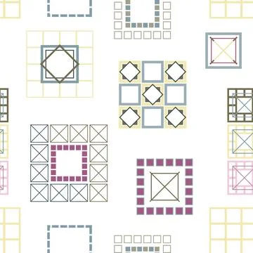 Square patterns. Geometric squares. Bright seamless pattern. Design of fabric 스톡 일러스트