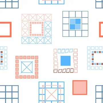 Square patterns. Geometric squares. Bright seamless pattern. Design of fabric Stock Illustration