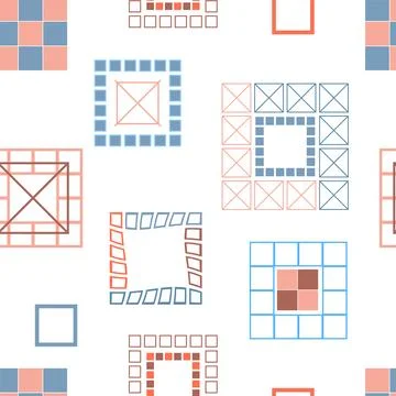 Square patterns. Geometric squares. Bright seamless pattern. Design of fabric 스톡 일러스트