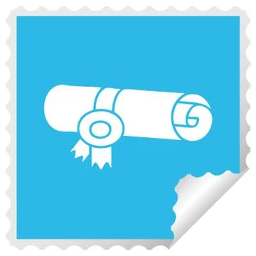 Square peeling sticker cartoon rolled certificate Ilustração Stock