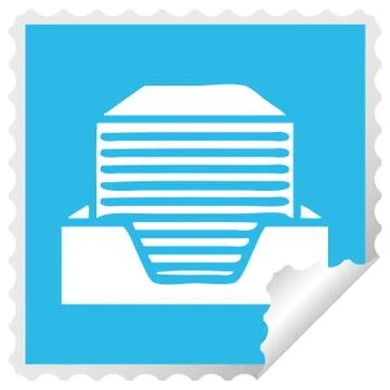 Square peeling sticker cartoon stack of office papers Illustrazione stock