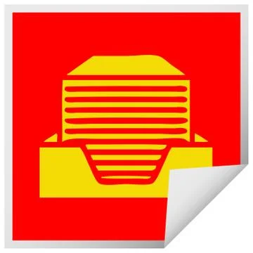 Square peeling sticker cartoon stack of office papers Stock Illustration