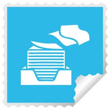 Square peeling sticker cartoon stack of office papers Stock Illustration